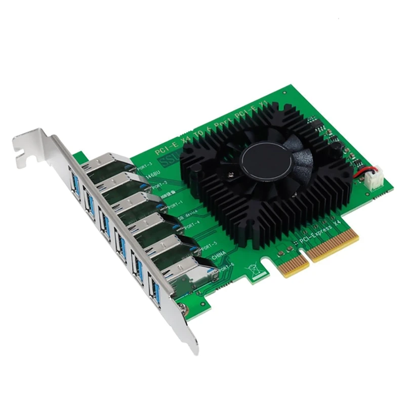 

USB 3.0 PCIE Райзер-карта PCI-E X4 до 6 портов USB3.0 20 Гбит/с ASM1812 адаптер карта расширения + Φ для майнинга биткоинов