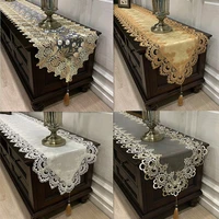 modern simple lace table runner dust cover high end luxury openwork tablecloth table cover for wedding hotel dinner party decor