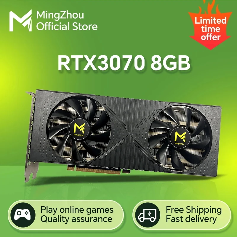 

mingzhou Graphics Card RTX 3070 8GB NVIDIA GPU GDDR6 256bit HDMI*1 DP*3 PCI-E 4.0 x16 rtx 3070 8gb Gaming Video card