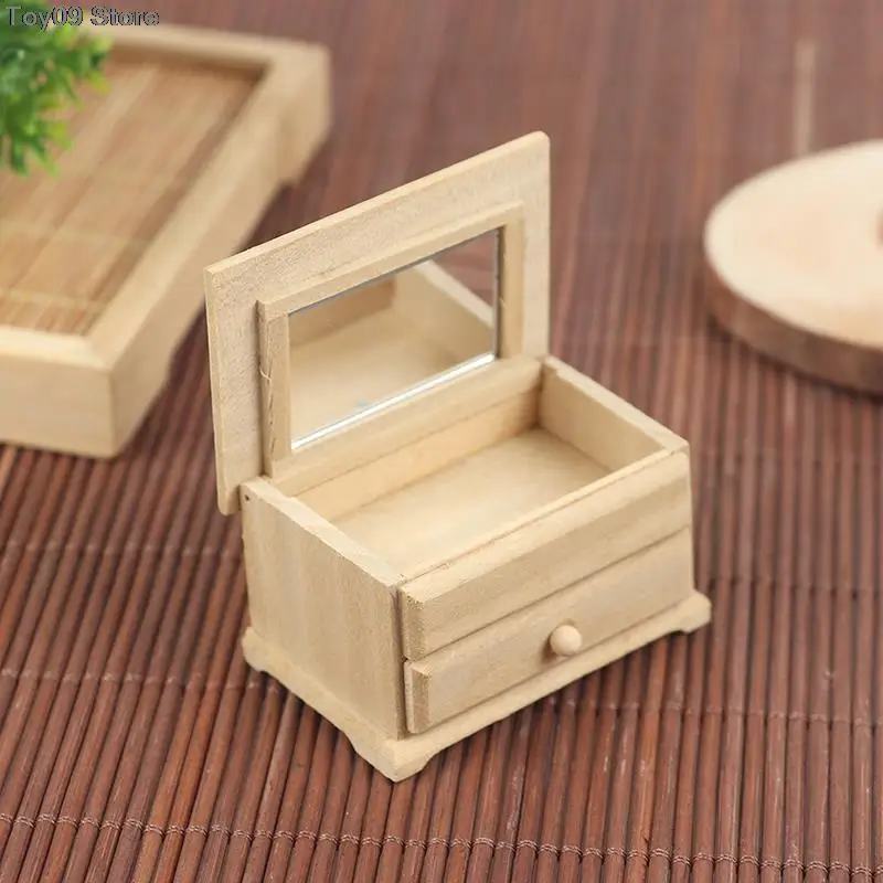 

Новинка 1/12, ящики для кукольного домика, Миниатюрный Столик под раковину с раскладным зеркалом и ящиками, Прикроватный ящик, модель шкафа для детей, подарки