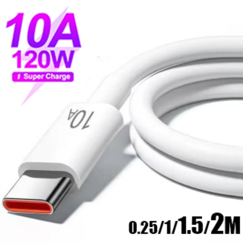 

Fast Charging Cable Data Cord for Samsung Xiaomi Huawei Honor Quick Charing USB C Cables 120W 10A Type C 0.25/1/1.5/2M