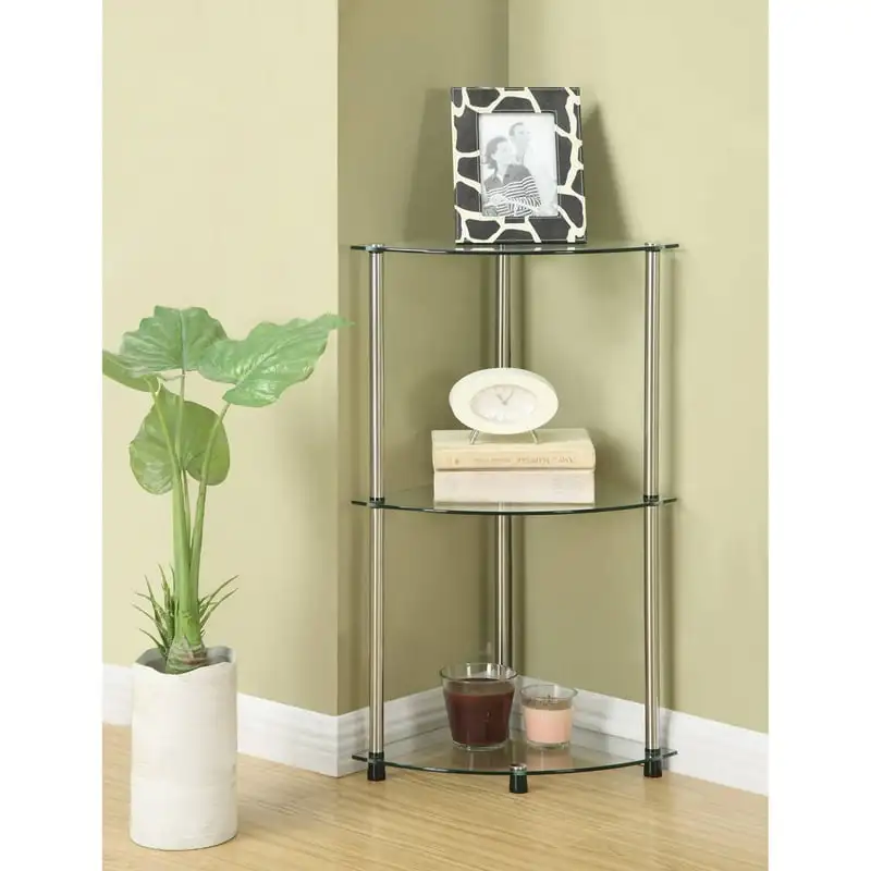 

No Tools 3 Tier Corner Shelf, Multiple Colors