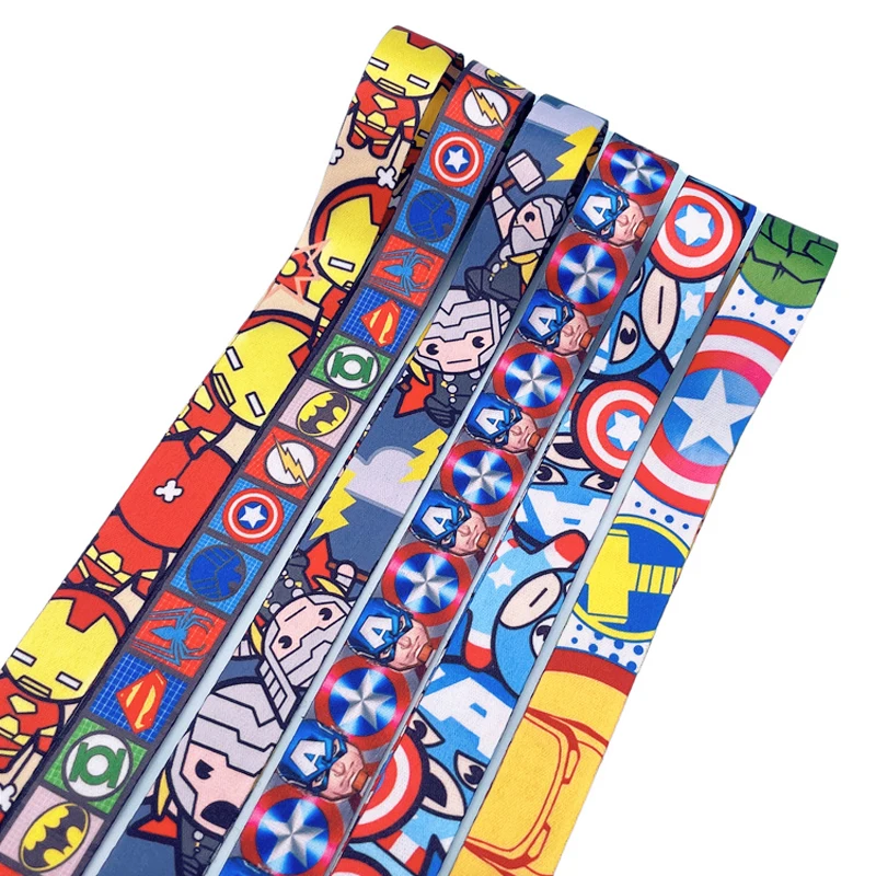 

5 Yards Marvel Hero Iron Spider Cartoon Satin Ribbon Silk Polyester For DIY Crafts Decoration Fabric Double sided 20mm Lanyard