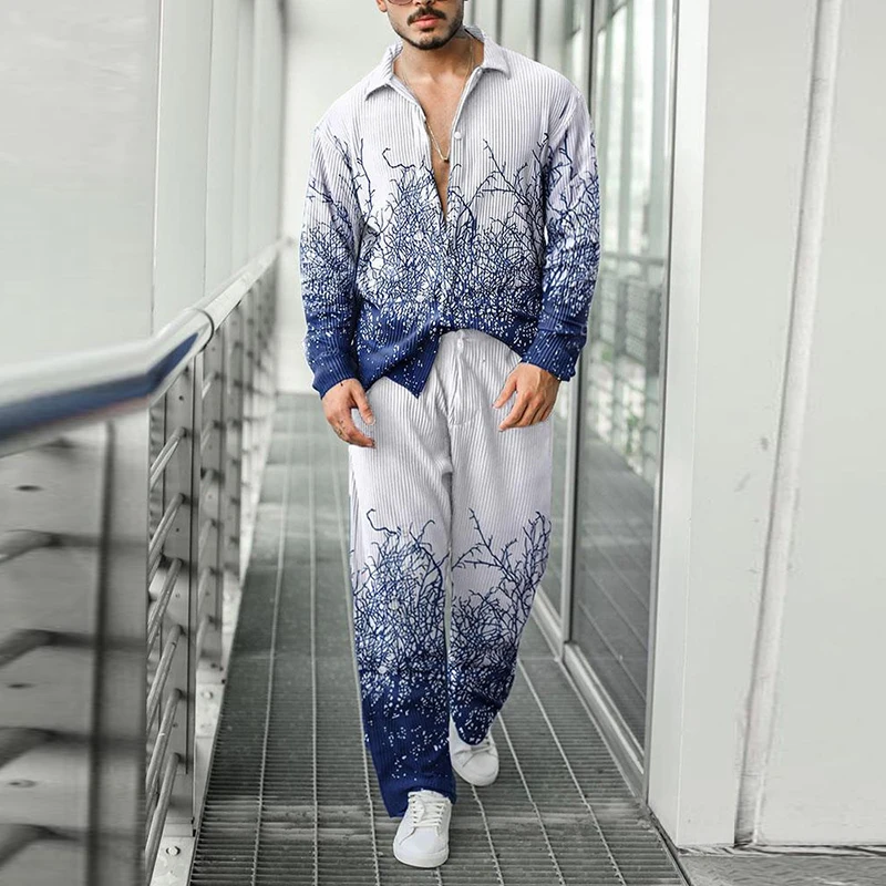 Костюм мужской из двух предметов рубашка с длинным рукавом и брюки - купить по