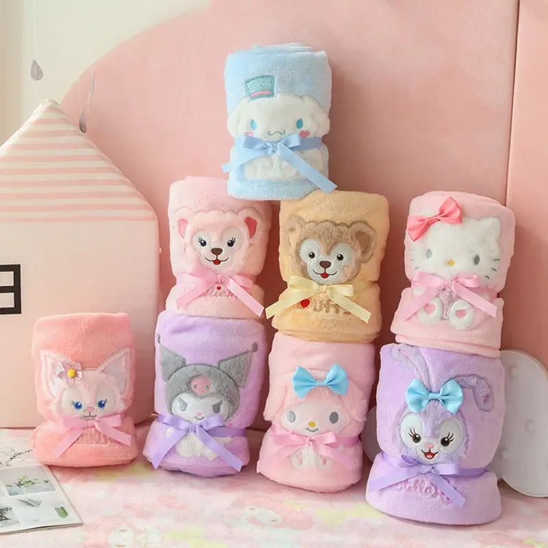 

Kawaii My Melody Cinnamoroll Kuromi Anime Cute Cartoon Plush Roll Blanket Coral Fleece Lunch Break Small Blanket Birthday Gift
