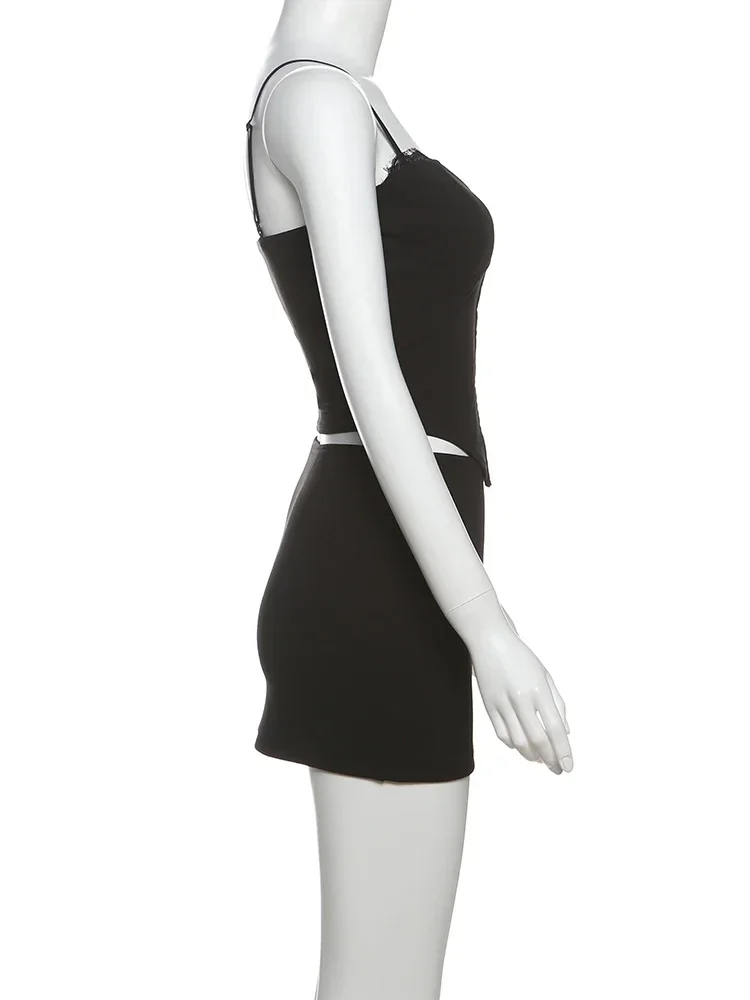 Laxsesu Vogue женский комплект из 2 предметов Y2K кружевной однобортный камзол с скрытой