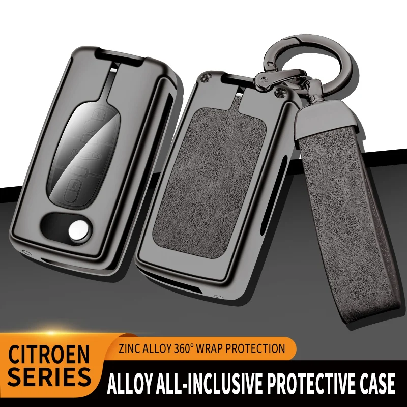 

Zinc Alloy+Leather TPU Fold 2/3 Button Car Remote Key Bag For Citroen C-Quatre C4 AIRCROSS 2013 2014 Accessories