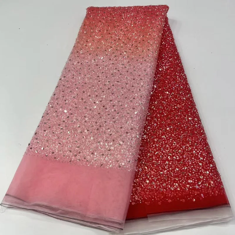 

Latest Sequins African Lace Fabric 2022 Glitters Sequins Net Lace Gentle French Lace Fabric Nigerian Tulle Material For Wedding