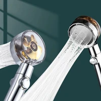 2022 shower head water saving flow 360 degrees rotating with small fan abs rain high pressure spray nozzle bathroom accessories
