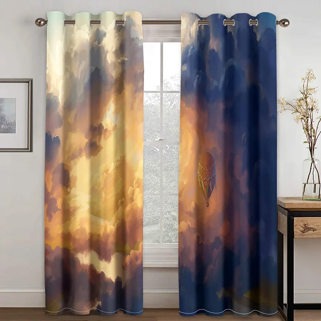 Занавески на тонкие окна с изображением неба облаков арктического Авроры 2 шт.