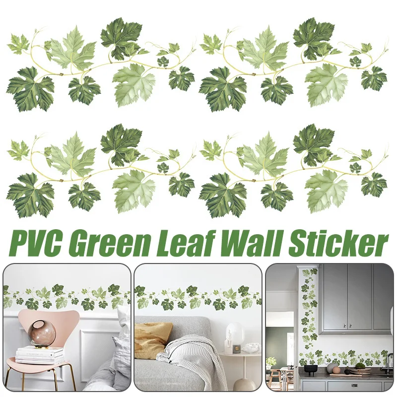 

Plant Vine Leaves Home Wall Sticker Living Room Kitchen Corner Decal Diy Decor Self-Adhesive Easy To Apply