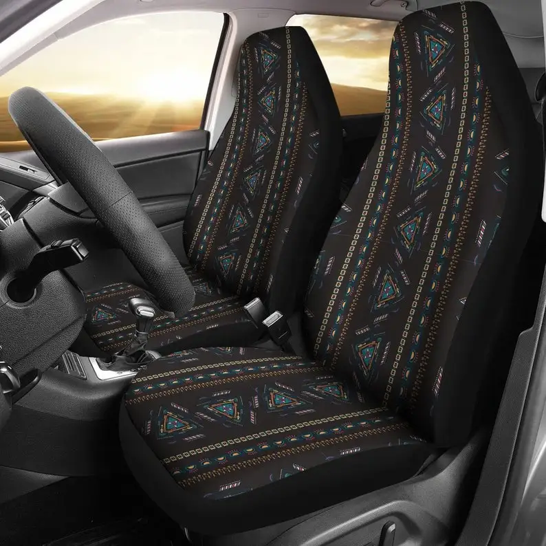 

Black Tribal Ethnic Triangles Car Seat Covers Pair, 2 Front Seat Covers, Car Seat Covers, Car Seat Protector, Car Accessory, Dar