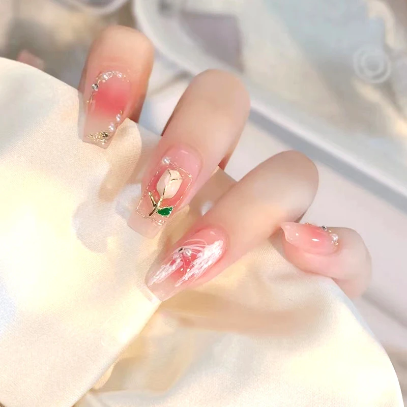 

10pcs/set Sweet Gentle Style Three-dimensional Tulip Metal Alloy Nail Art Decorations Nail Art Parts