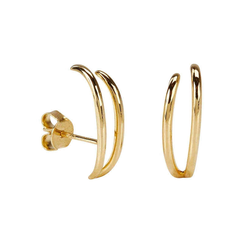 

S925 Silver Simple Gold Cartilage Pierced Earrings Fashion Personality Earrings Ladies Fashion Jewelry Trend Same Earring Gift