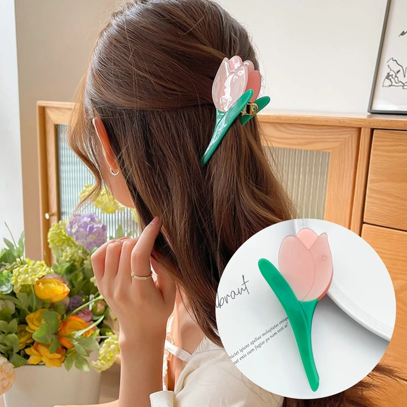 

2022 Design Acetic Daisy Tulip Sunflower Rose Lips Face Hair Clip Claws Palm Flower Hairpin for Women New Hair Accessories