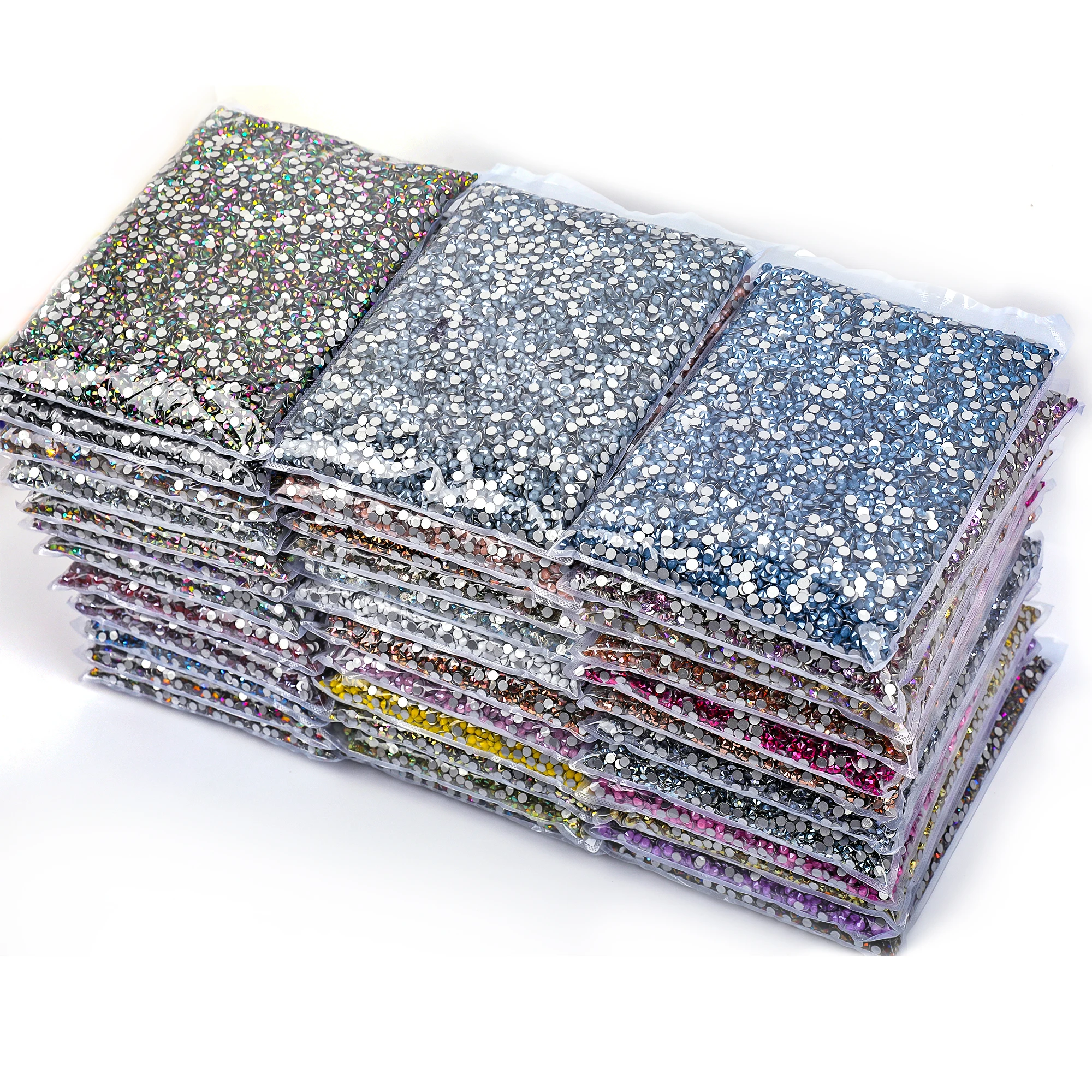 Стразы, 14400 шт., оптовая продажа, стразы с плоским основанием, без горячей фиксации, Блестящие кристаллы для декора ногтей