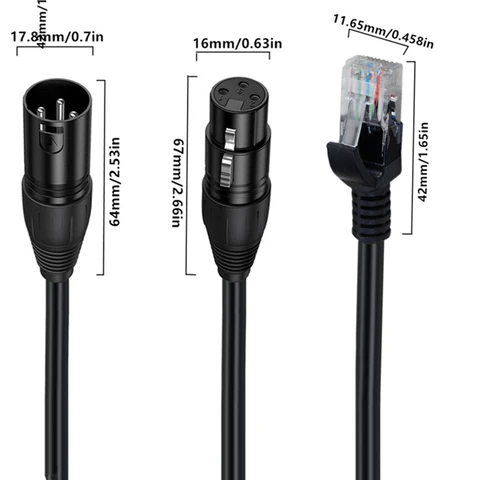 Кабельный адаптер 30 см RJ45 «папа» и «мама» на XLR 3-контактный для сценического освещения XLR3 Кабель сетевой передачи DMX512 Усилитель мощности