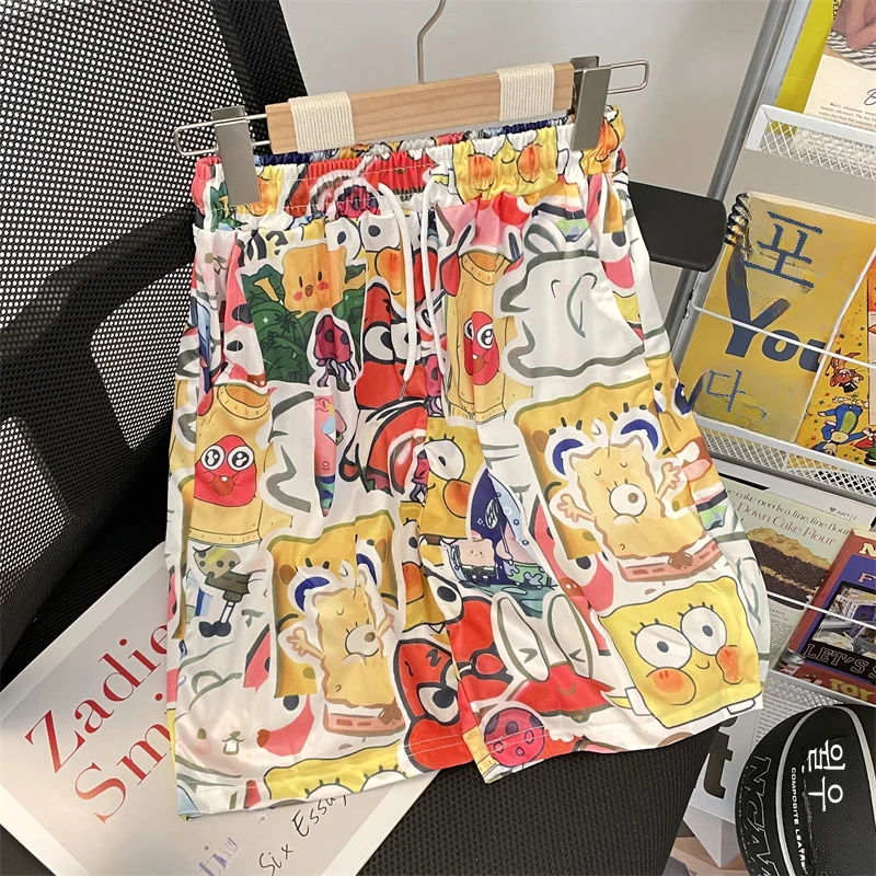 Шорты мужские с цветочным принтом тонкие Пляжные штаны из вискозы свободные