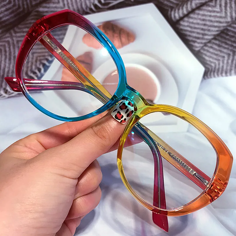 

Очки TR90 женские с защитой от сисветильник света, радужные солнцезащитные аксессуары кошачий глаз, в квадратной оправе, для компьютера