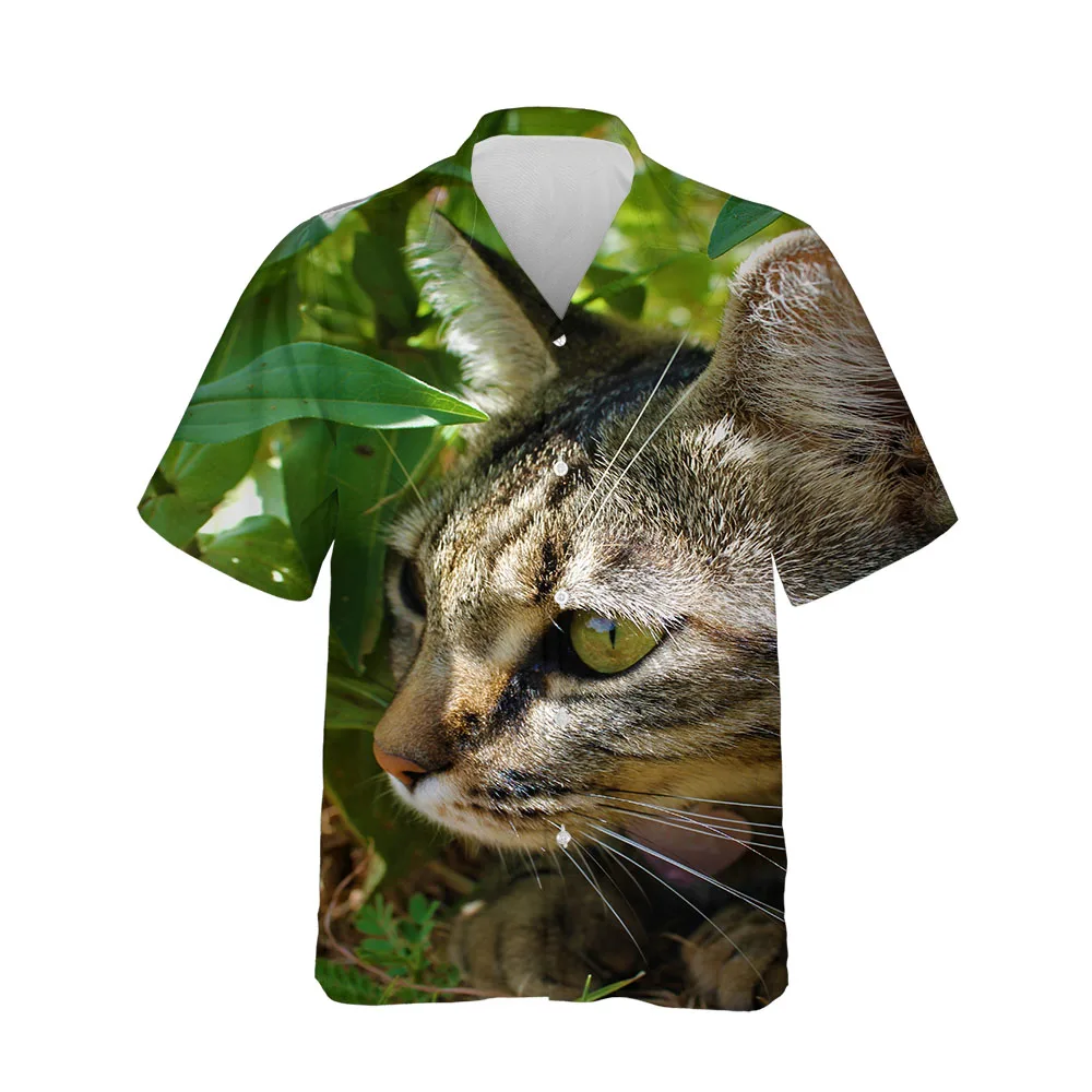 Jumeast 2022 New Hawaiian 3D Men's Summer Beach Short Sleeve Shirt Streetwear Kitten Collection Trend Shirt Print Clothing