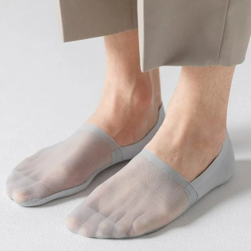 Фото 1/5 пар мужских носков-невидимок с защитой от запаха, ультратонкие, сетчатые, дышащие, с хлопковой подошвой, впитывающие пот, с нескользящей пяткой, низкие, до щиколотки №2