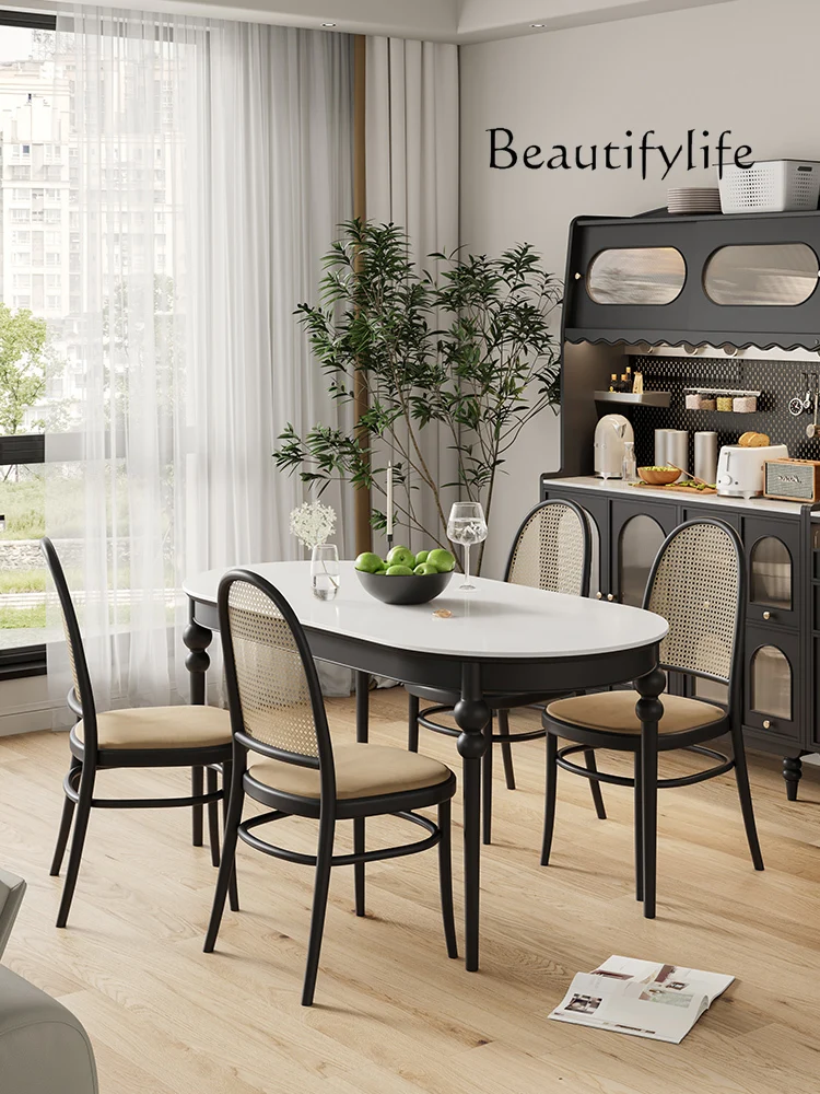 Современный французский стиль черный ретро каменная тарелка обеденные столы и