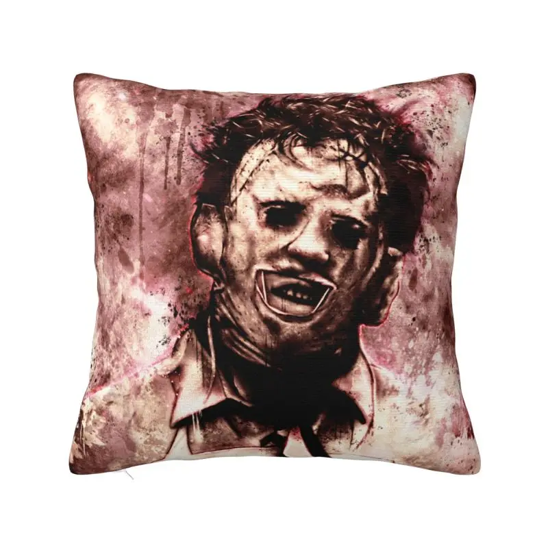 

Роскошный чехол для диванной подушки с изображением техасской бензопилы и кожевенного лица, чехол для Хэллоуина с ужасной пленкой, украшен...