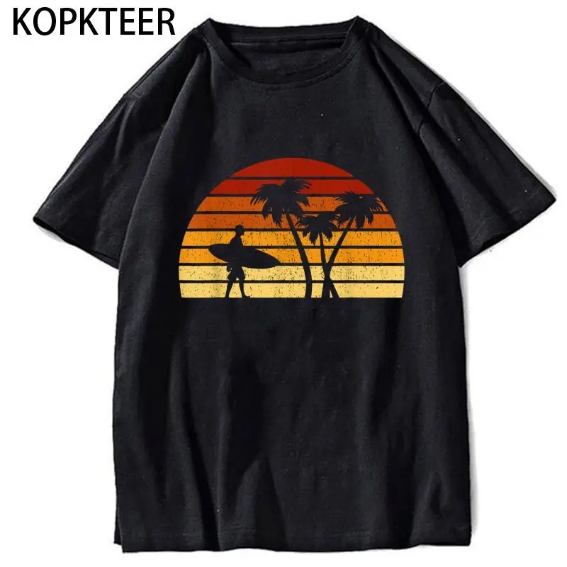 

Vintage Sunset Surfing Men T-Shirt Short Sleeve Casual Cotton O-Neck Harajuku Shirts Oversized Shirt Korean Clothing Dropship