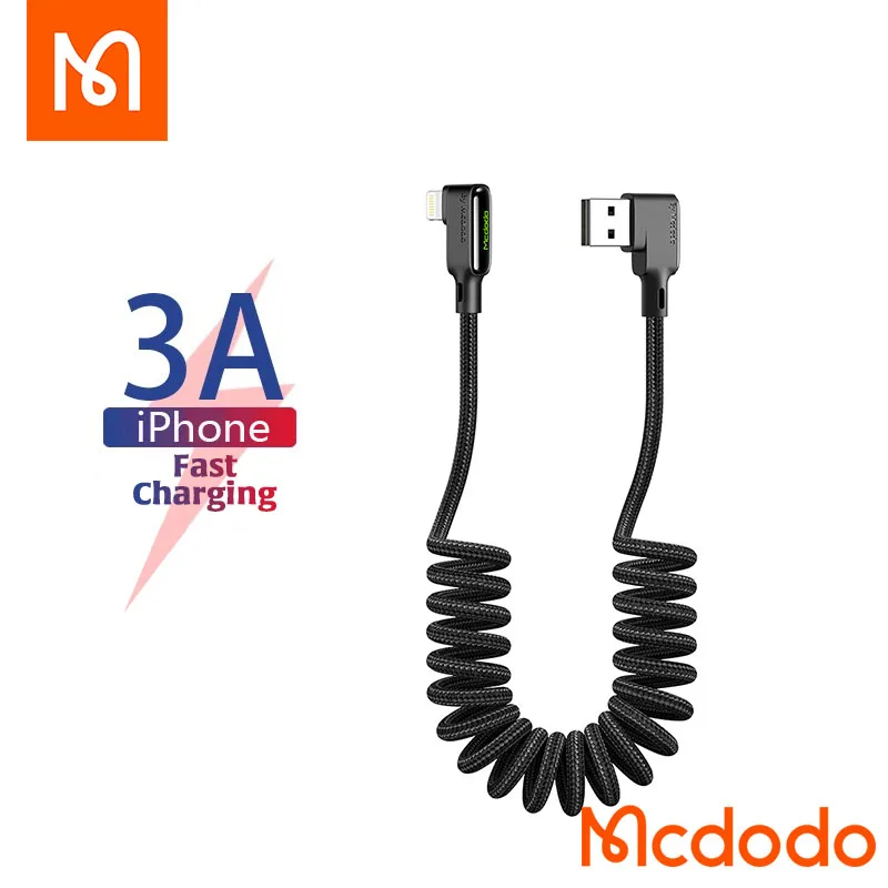 Выдвижной Автомобильный Кабель MCDODO USB Type C пружина 3 А для Iphone Huawei Xiaomi Samsung S10 9 OnePlus 4