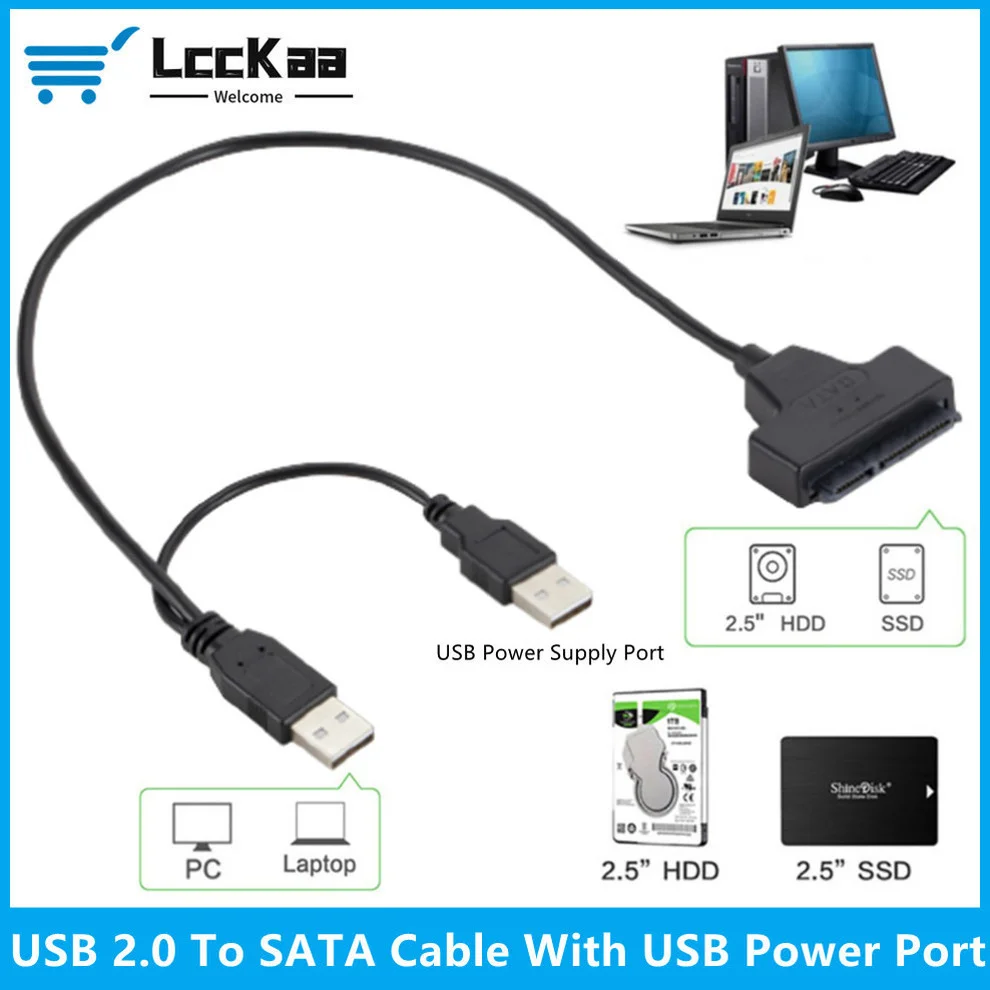 

Кабель SATA-USB 2,0 7 + 15 22 Pin с портом питания, до 480 Мбит/с