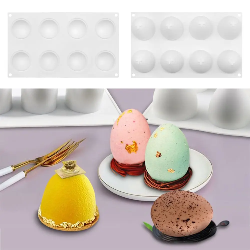 

8 Cavity DIY Craft Cake Resin Mold Soap Making Handmade Silicone Cake Mold Sugarcraft Easter 3D Half Egg Shape