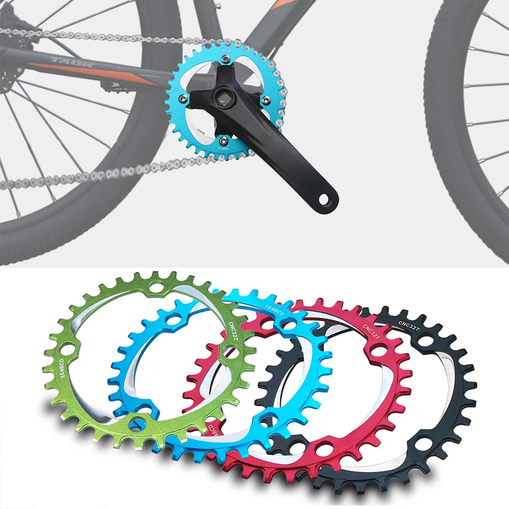 

104BCD Bike Crank Round Shape Narrow Wide MTB Chainring Bicycle Chainwheel Bike Crankset Single Plate 30T/32T/34T/36T/38T