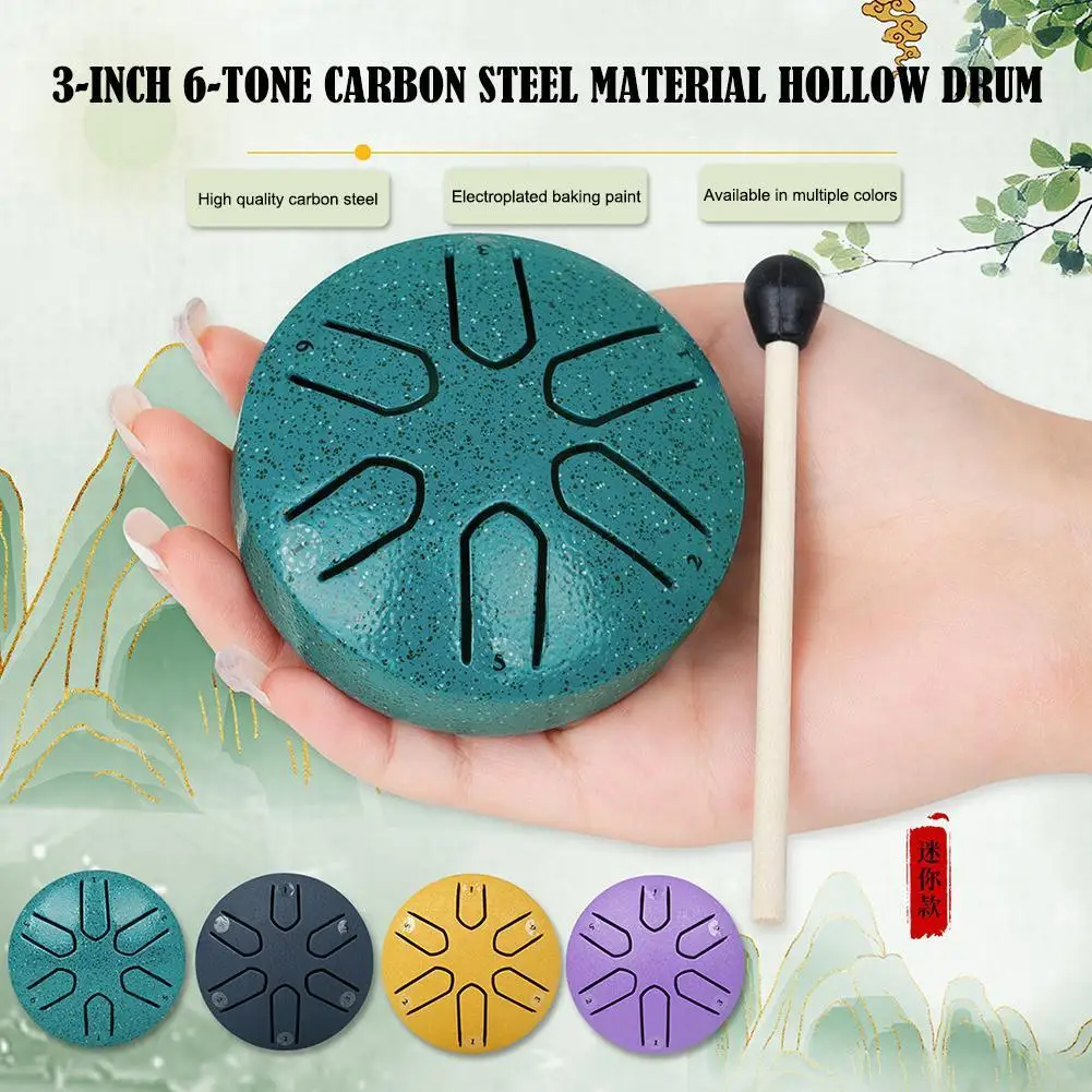 

3 Inch 6 Notes Steel Tongue Drum Mini Ethereal Drum Percussion Instruments For Meditation Yoga Musical Education Gifts G5X1