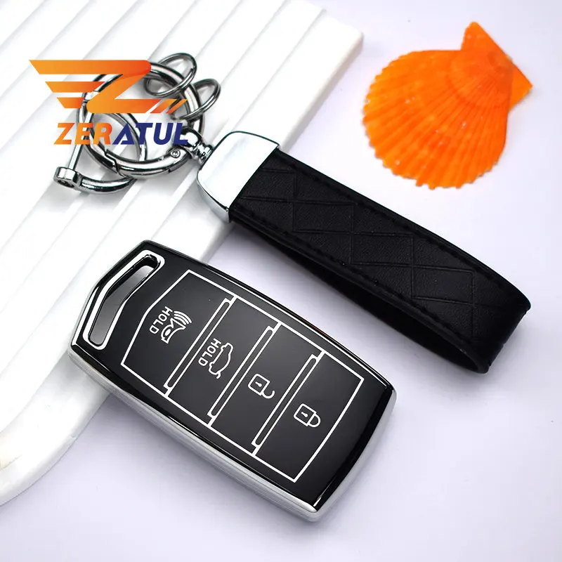 

4Buttons TPU Auto Keychain Shell Fob Holder Protector for Hyundai Genesis G70 G80 G90 2017 - 2020 Car Key Case Cover Accessories