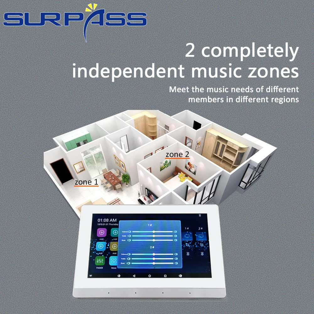 Настенный Bluetooth-усилитель с умным сенсорным экраном Wi-Fi Fm Hi-Fi | Электроника