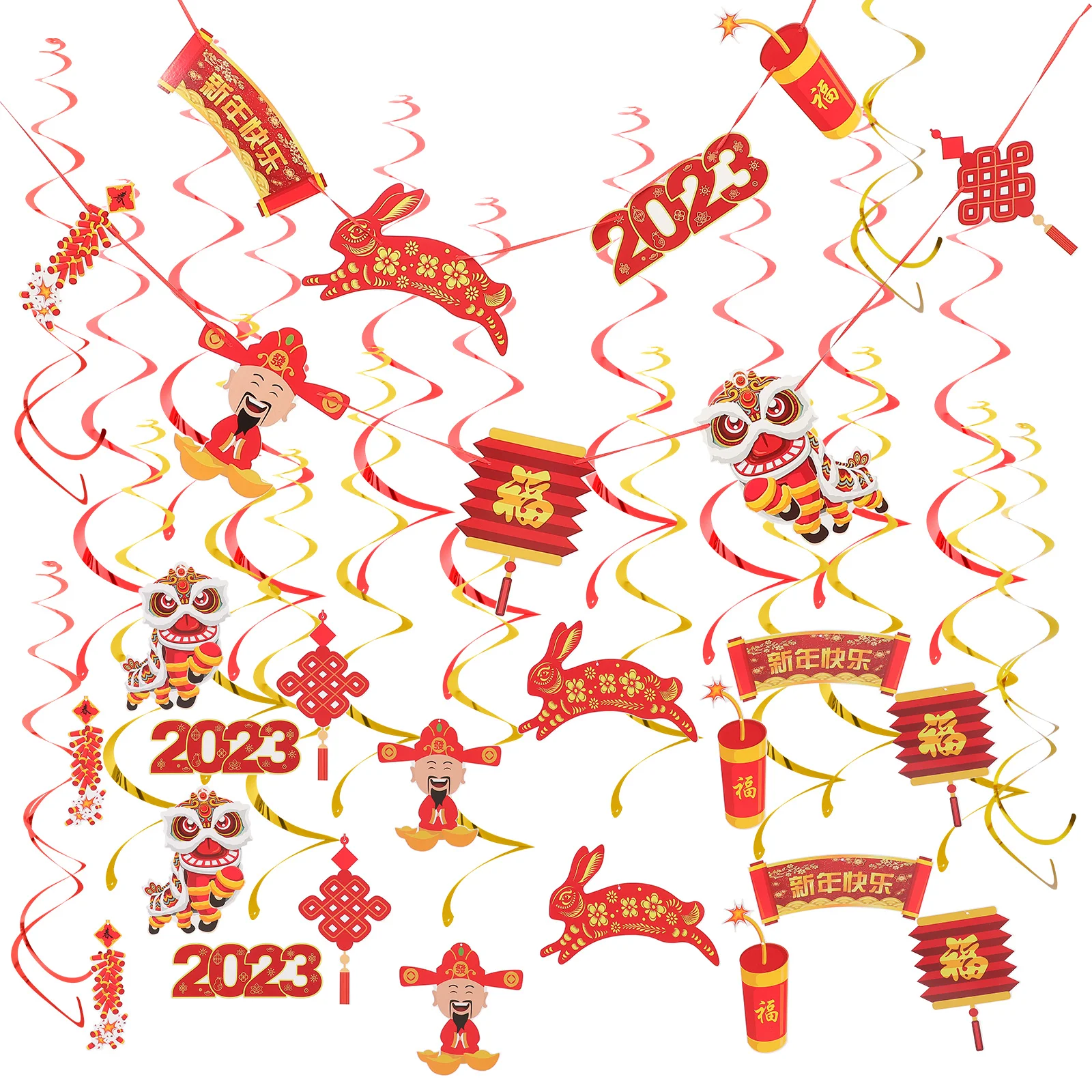 

Year New Chinese Hanging Festival Party Spring Decor Decorations Garland Rabbit Swirls Swirl Suppliesbanner Ornament Ceiling