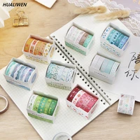 5pcsset retro geometry washi tape set diary diy decoration student stickers korean stationery office supplies peach