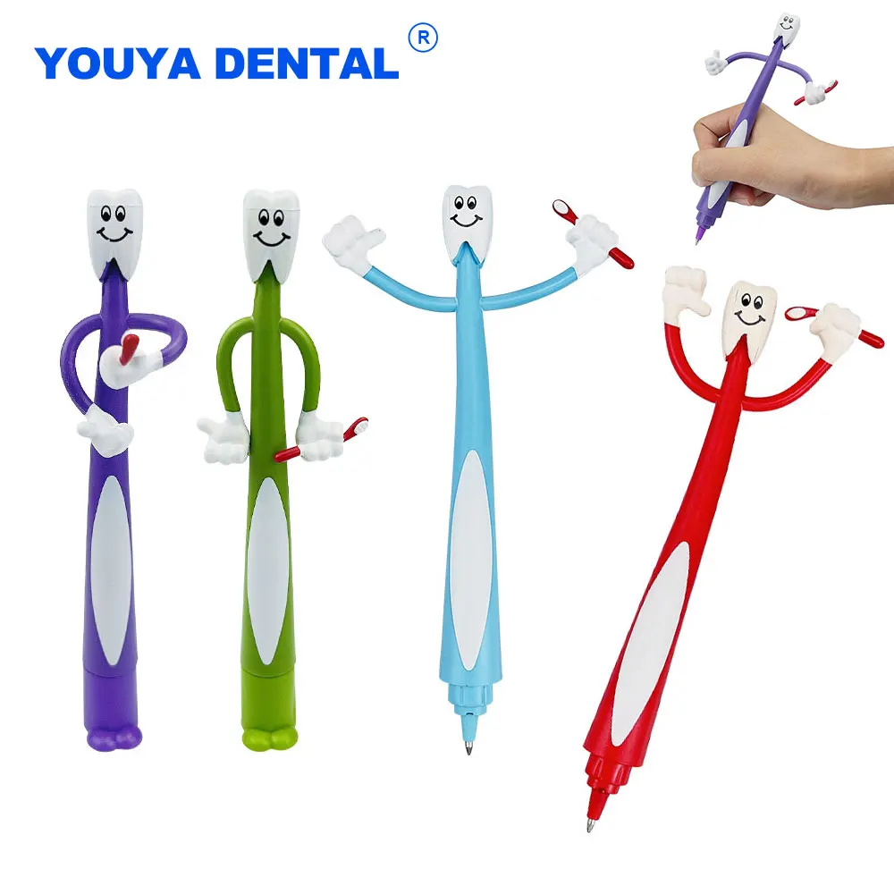 1pcs Dental Tooth Shape Cute Bending Ballpoint Pen Clinic Plastic School Dentistry Dentist Creative Gifts Signing Pens Souvenirs - купить по