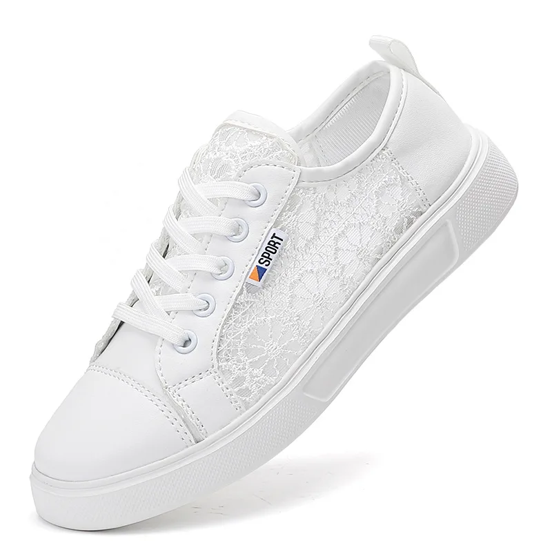 Breathable Women's Casual Shoes Sexy Lace Mesh Woman Flats Shoe Lace-Up Female Sneakers Hollow Ladies Summer Vulcanize Footwear