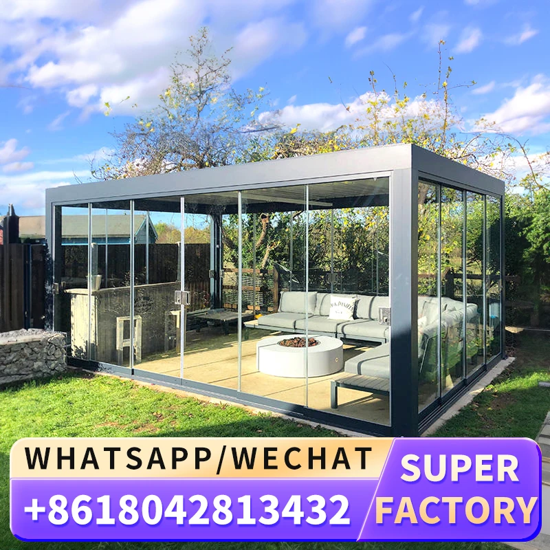 Моторизованный внутренний дворик стальная наружная стеклянная крыша с
