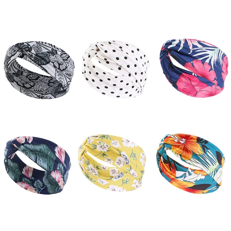 

Повязка для волос Bohe женская с принтом, эластичная винтажная Бандана с перехлёстом, клетчатая с узлом, аксессуар на голову