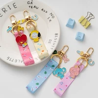 anime keychain bulletproof animal baby man key chain for womens accessories cute bag pendant key ring cartoon girls gift kpop