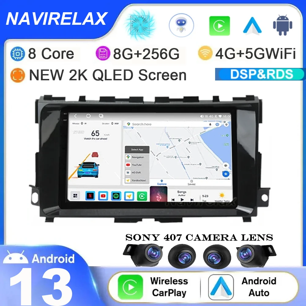 

Android 13 BT 9 inc For Nissan Teana 3 Altima 5 L33 2013-2020 Car Multimedia GPS Radio WIFI+4G QLED Head Unit Stereo 360 Camera