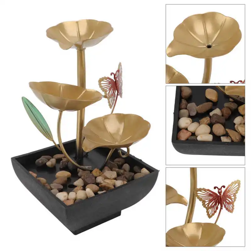 

Electronic Circulating Water Ornaments Leaf Tabletop Fountain Indoor Waterfall Ornament for Office Home Decoration