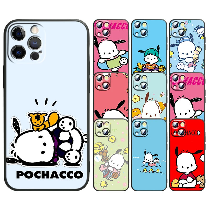 

Pochacco Art Cartoon Dog For Apple iPhone 13 12 Mini 11 XS Pro Max X XR 8 7 6 Plus SE 2020 5 Black Soft TPU Capa Phone Case