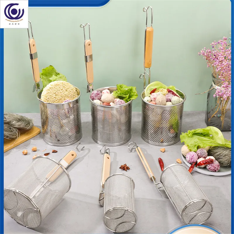 

304 Stainless steel powder fence spicy scalding leaky big leaky spoon vegetables boiled net fishy powder boiled noodles basket