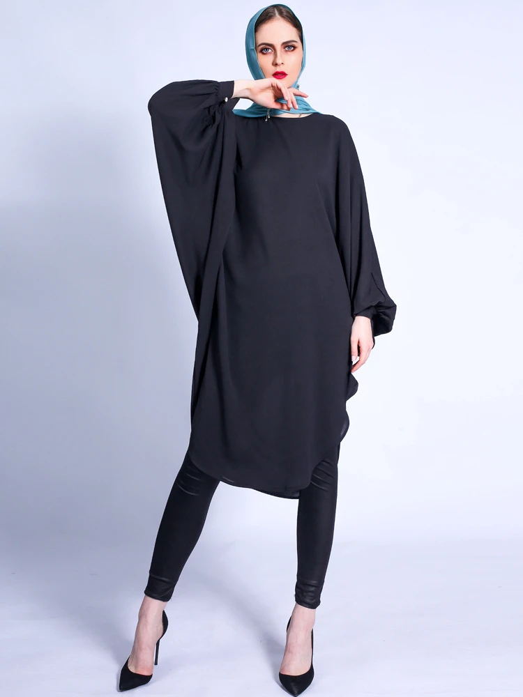 Рамадан Abaya Дубай рукав летучая мышь мусульманский Топ Hijab платье Арабские Abayas платья для женщин ислам одежда Малайзии Vestidos Largos