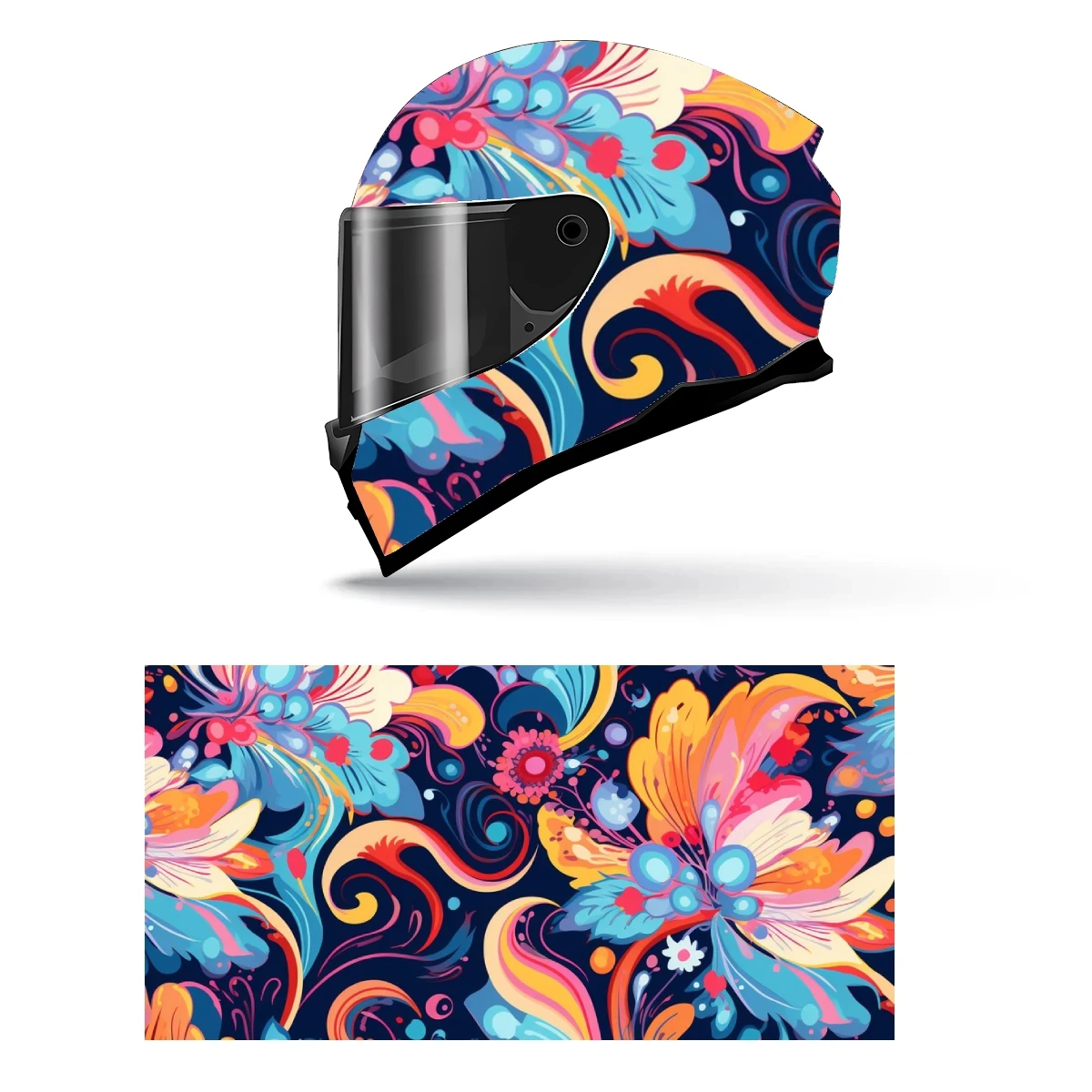 Многоцветная абстрактная Цветочная полная наклейка на шлем мотоциклетный