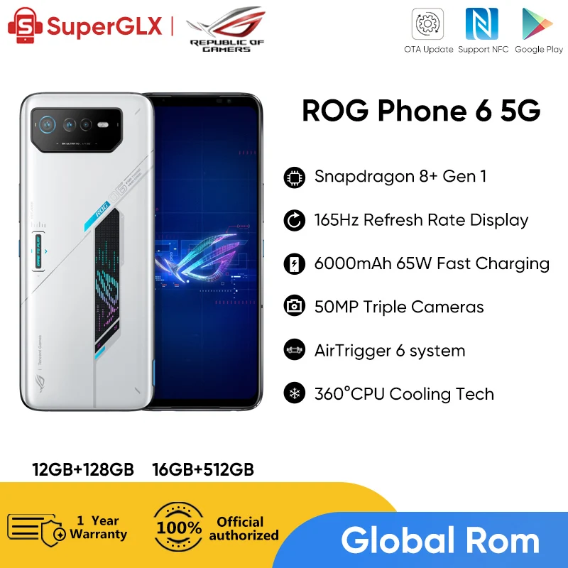 Global Rom ROG Phone 6 5G Gaming Phone ROG 6 Pro Snapdragon 8+ Gen 165Hz refresh rate 65W Fast Charging ROG6 ROG 6 Smartphone