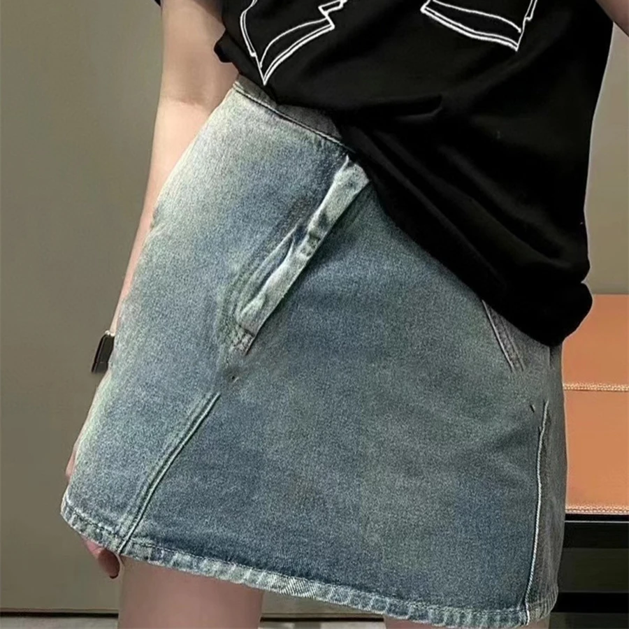 

Новое поступление Лето 2023, юбка в стиле ампир, винтажная стильная ассиметричная джинсовая мини-юбка, модная популярная повседневная юбка